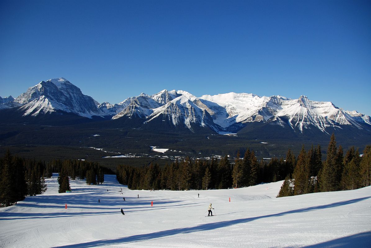 07B Lake Louise Ski With Mount Temple, Hungabee, Sheol, Haddo Peak and Mount Aberdeen, Mount Lefroy, Fairview Mountain, Mount Victoria above Lake Louise, Mount Whyte, St Piran and Niblock